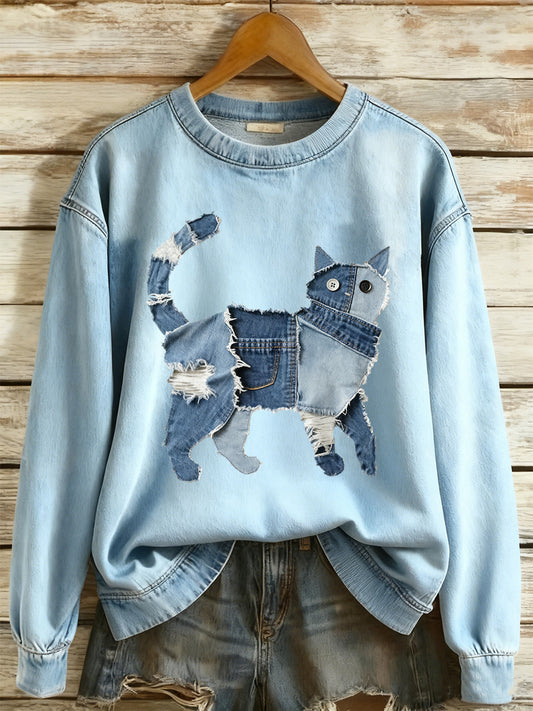 Cowboy Collage Animal Imprimé Sweat-shirt à manches longues pour femmes