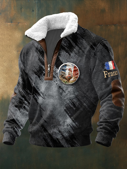 Sweat-shirt Homme French Rooster Noir Stand-Up Collar