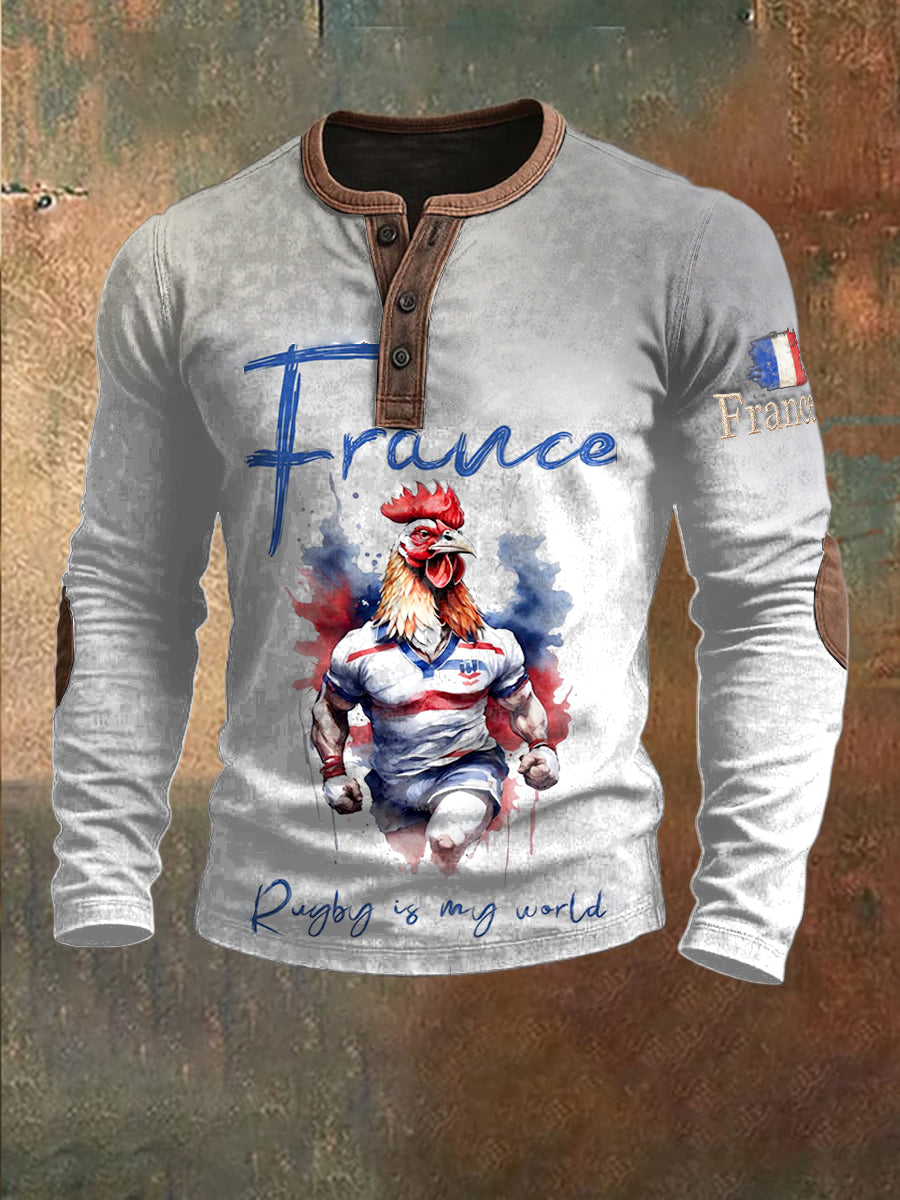 Pull en patchwork décontracté coq français pour hommes