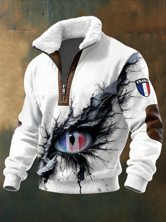 Sweat-shirt à col décontracté French Eye Print pour homme