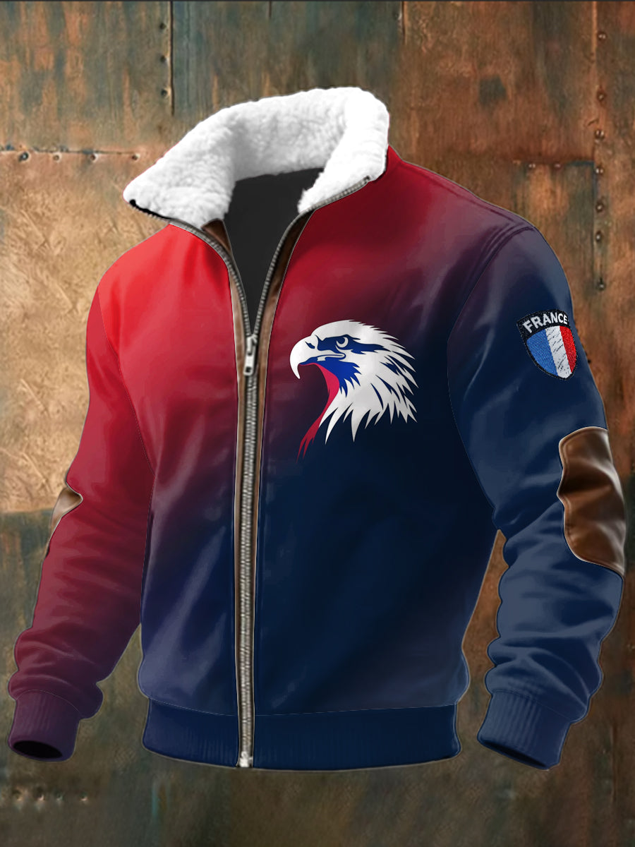 Veste à capuchon du sweat-shirt des hommes avec la conception de drapeau français de gradient