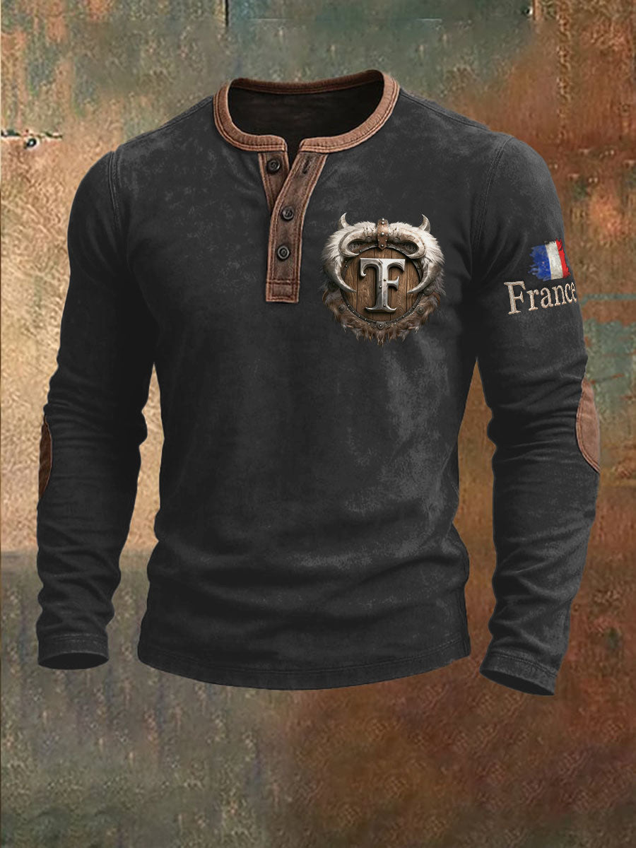 Le molleton à manches longues du patchwork des hommes avec la conception française de F