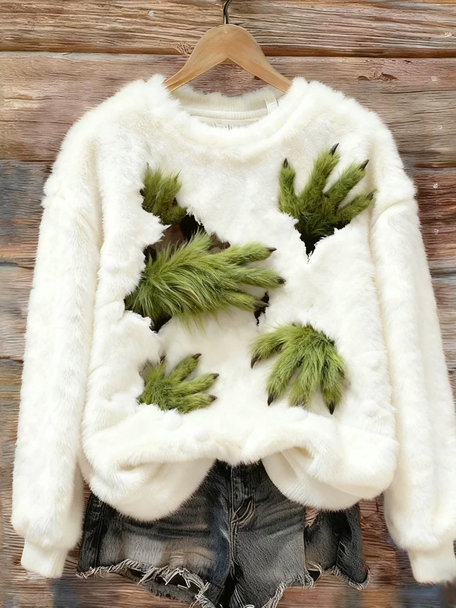 Top Décontracté en Flanelle Imprimé Art de Noël Animal Rétro Femme