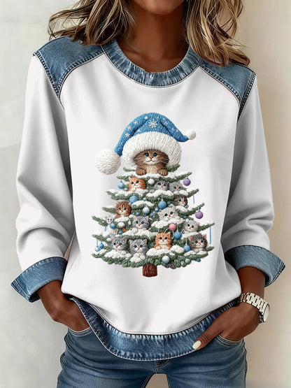 Motif de Noël Patchwork Art Sweatshirt des femmes