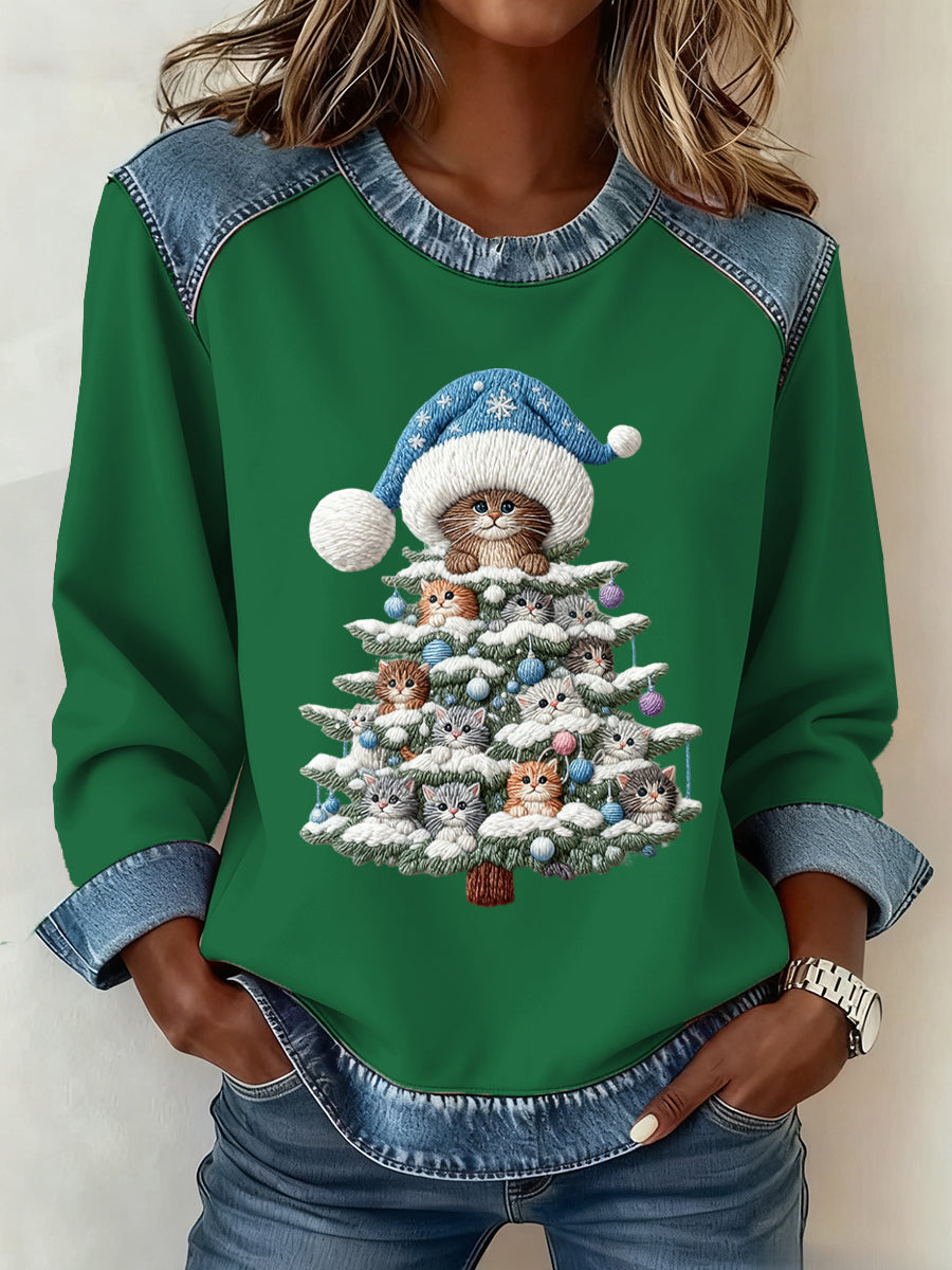 Motif de Noël Patchwork Art Sweatshirt des femmes