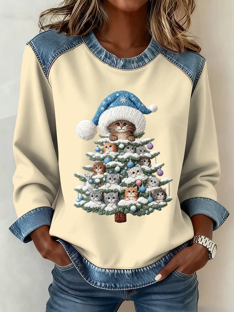 Motif de Noël Patchwork Art Sweatshirt des femmes