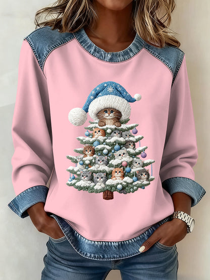 Motif de Noël Patchwork Art Sweatshirt des femmes