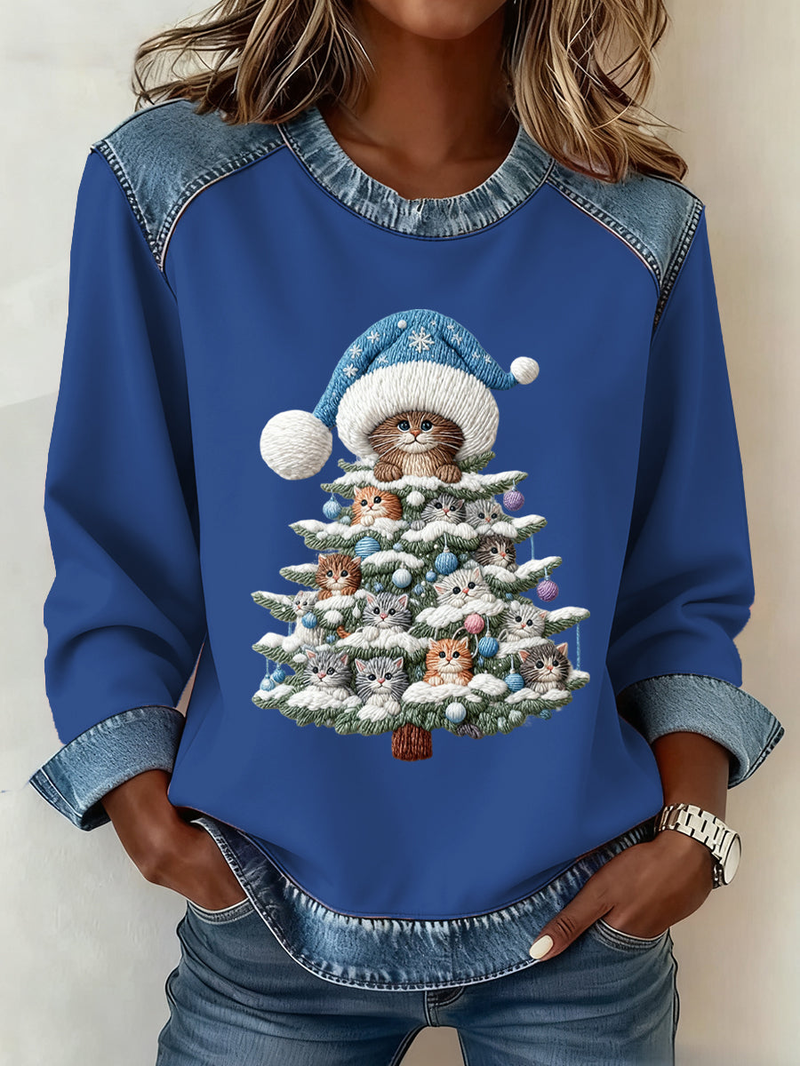 Motif de Noël Patchwork Art Sweatshirt des femmes