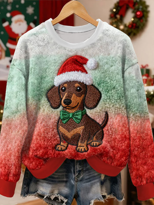 Sweat à Capuche en Flanelle Motif Chien Mignon pour Femme