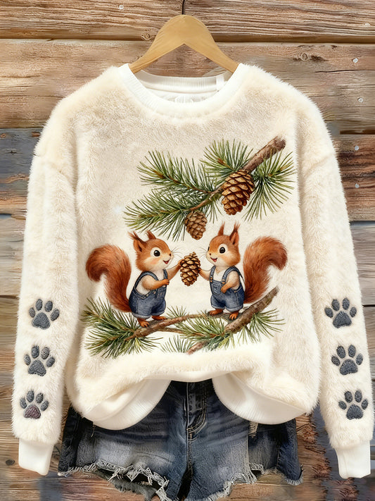 Top en flanelle décontracté à imprimé animal rétro pour femmes