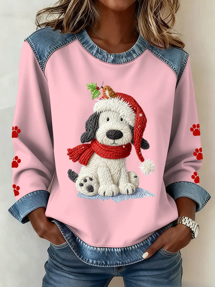 Motif de Noël Patchwork Art Sweatshirt des femmes