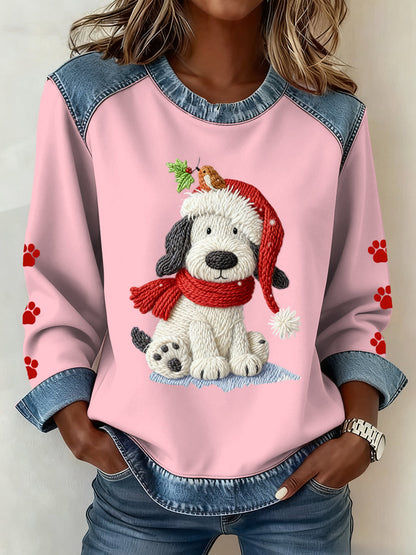 Motif de Noël Patchwork Art Sweatshirt des femmes
