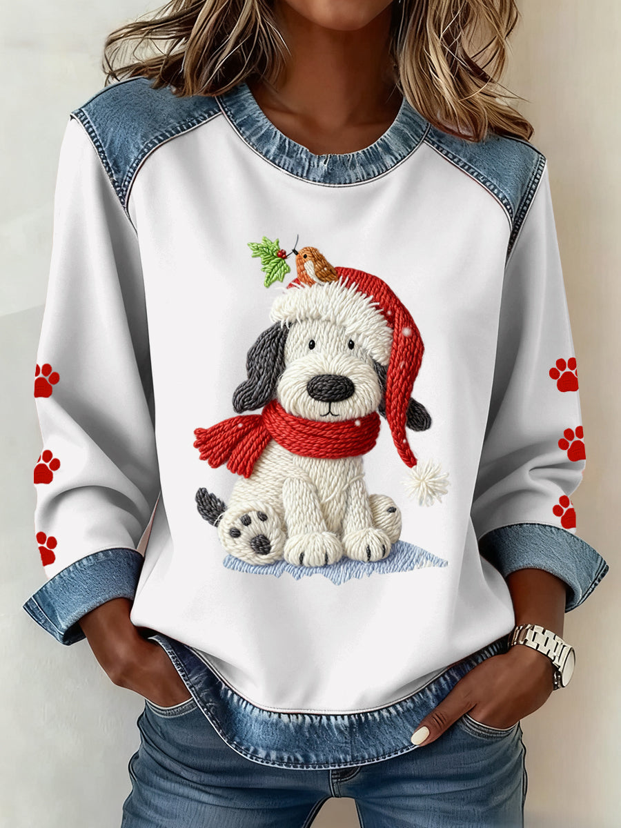 Motif de Noël Patchwork Art Sweatshirt des femmes