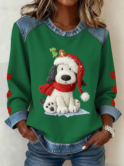 Motif de Noël Patchwork Art Sweatshirt des femmes