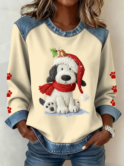 Motif de Noël Patchwork Art Sweatshirt des femmes