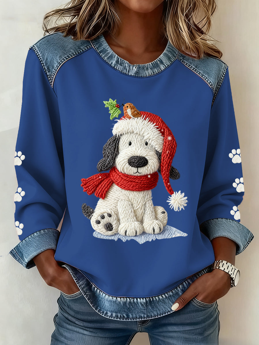 Motif de Noël Patchwork Art Sweatshirt des femmes