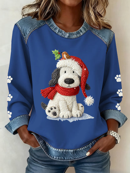 Motif de Noël Patchwork Art Sweatshirt des femmes