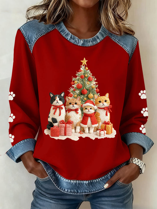 Motif de Noël Patchwork Art Sweatshirt des femmes