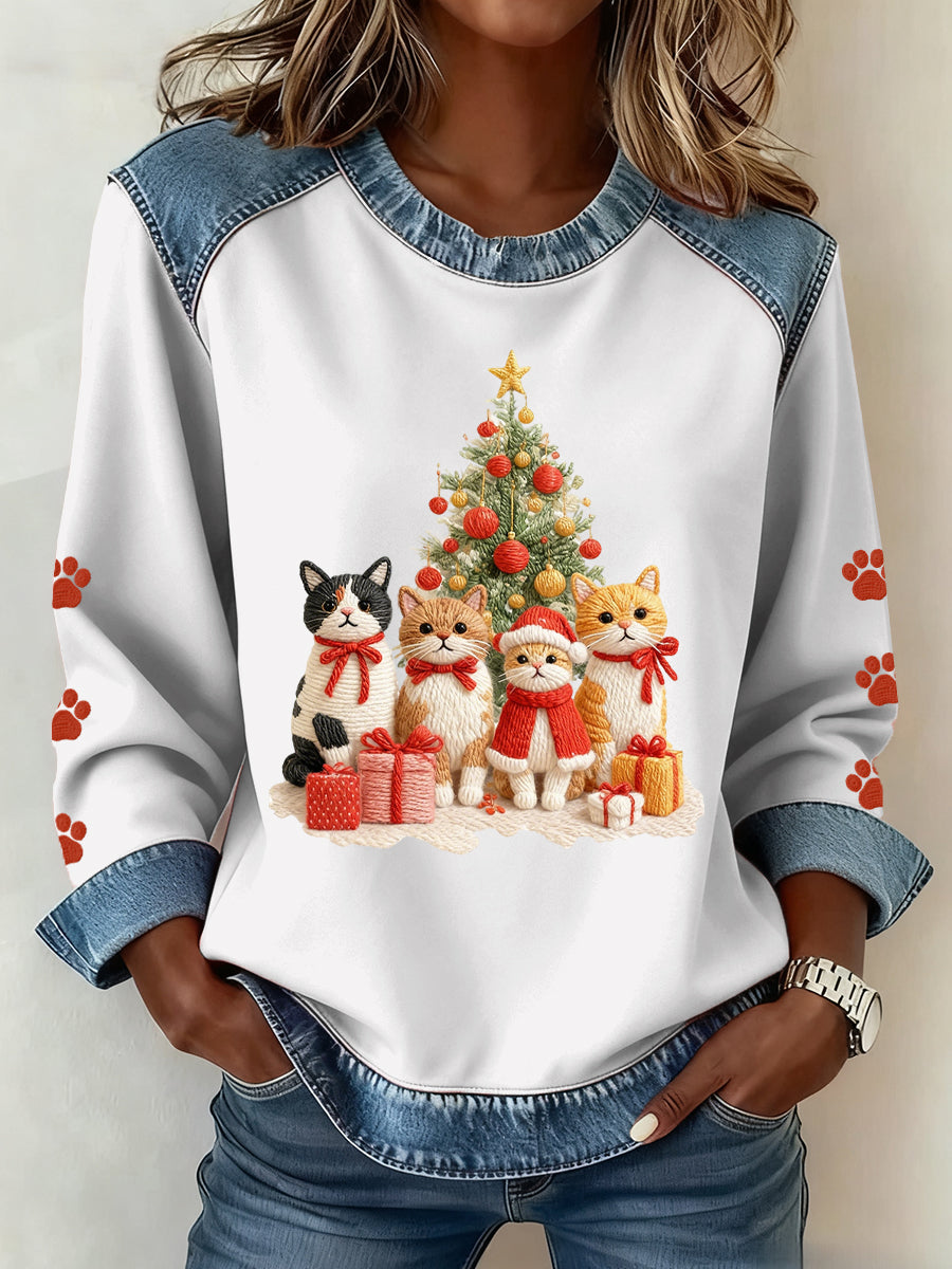 Motif de Noël Patchwork Art Sweatshirt des femmes