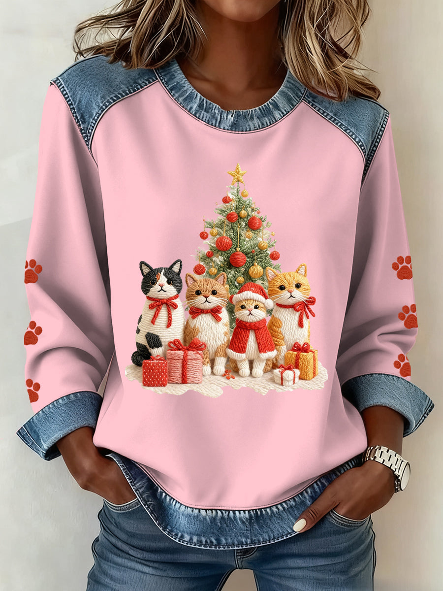 Motif de Noël Patchwork Art Sweatshirt des femmes