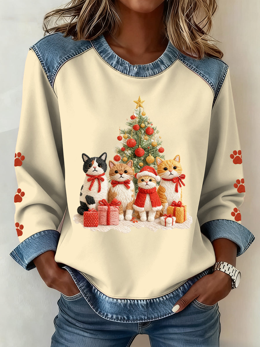 Motif de Noël Patchwork Art Sweatshirt des femmes