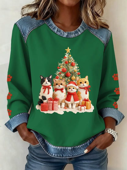 Motif de Noël Patchwork Art Sweatshirt des femmes