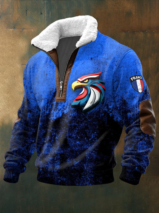 Sweatshirt Homme French Eagle Dégradé Stand-Up Collar