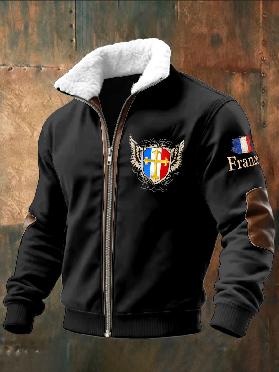 Le sweat-shirt des hommes avec la conception française de gradient de drapeau