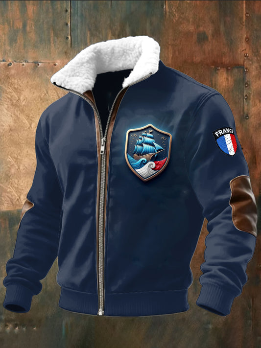 Veste Sweat-shirt à capuche design nautique drapeau français pour hommes