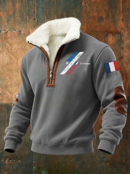 Sweatshirt zippé à col montant Skii France pour homme