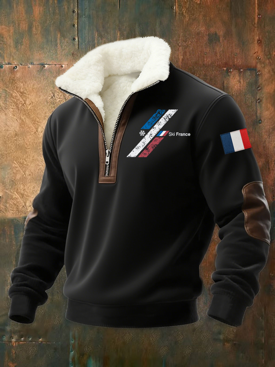 Sweatshirt zippé à col montant Skii France pour homme
