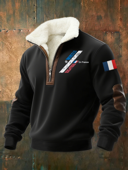 Sweatshirt zippé à col montant Skii France pour homme
