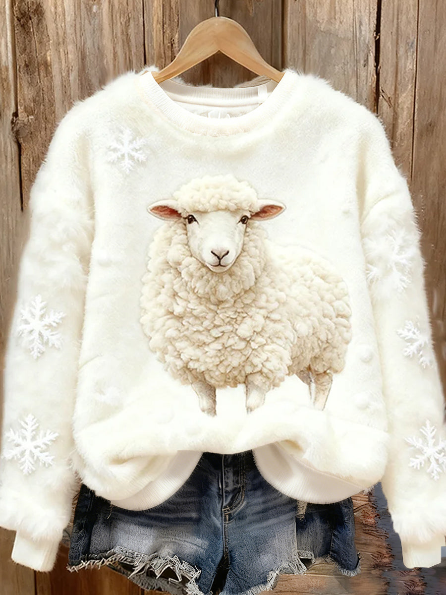 Haut en flanelle de confort décontracté imprimé Art de Noël animal rétro pour femmes