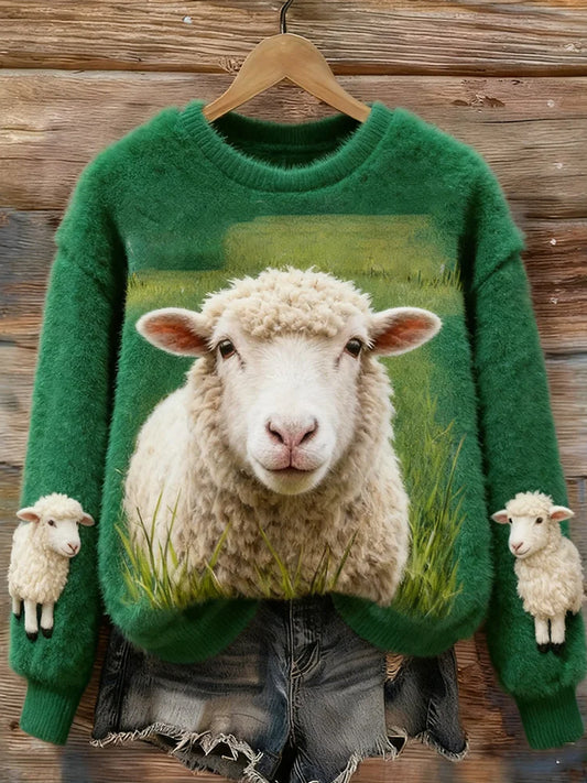 Haut en flanelle de confort décontracté imprimé Art de Noël animal rétro pour femmes