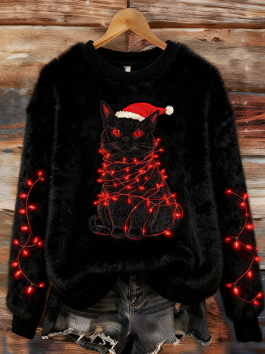 Haut en flanelle de confort décontracté imprimé Art de Noël animal rétro pour femmes