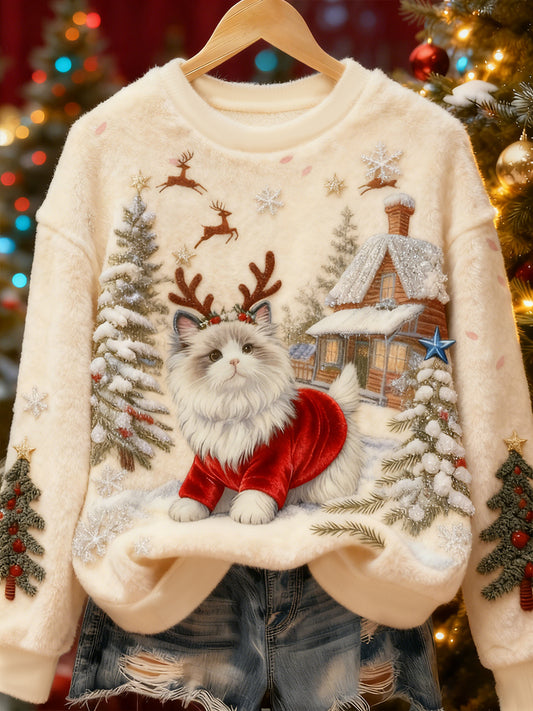 Sweat à capuche en flanelle mignon pour femme