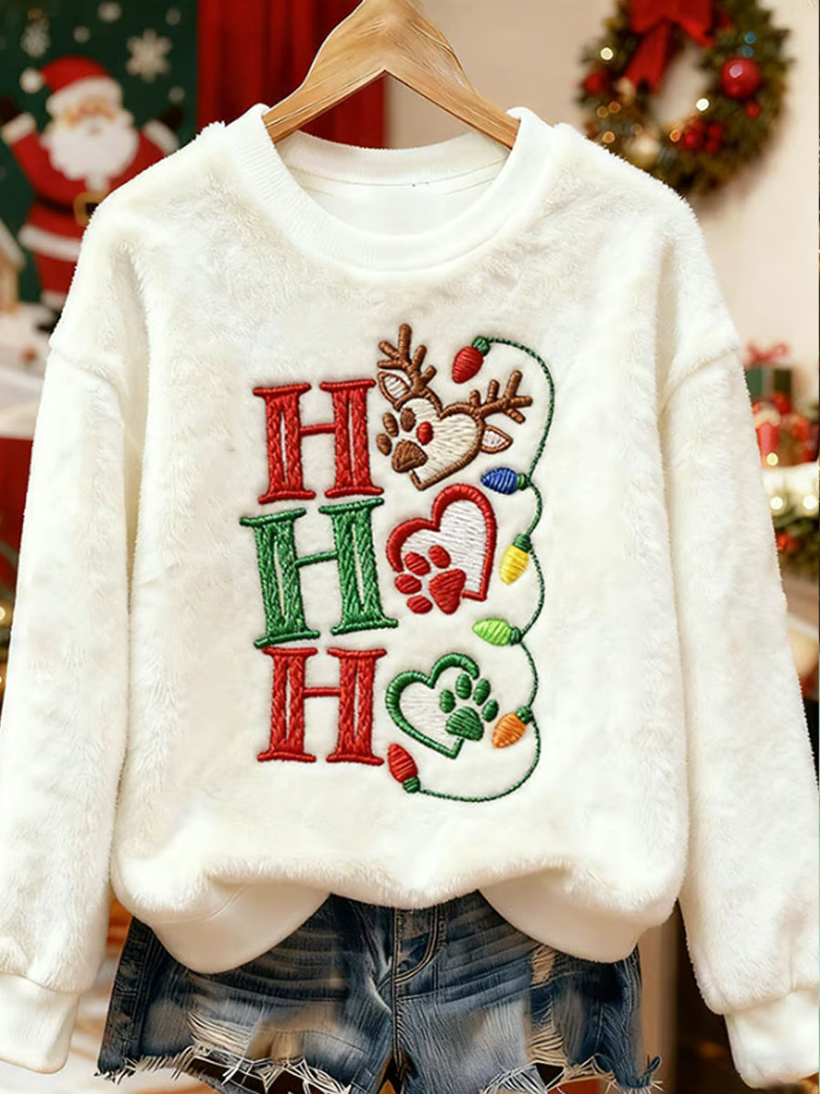 Mignon de Noël chien pattes Art flanelle Hoodie des femmes