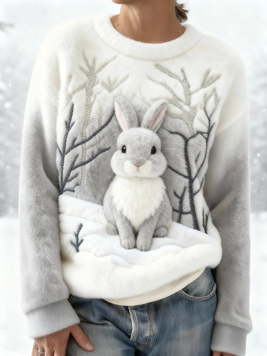 Sweat-shirt décontracté imprimé lapin mignon pour femmes