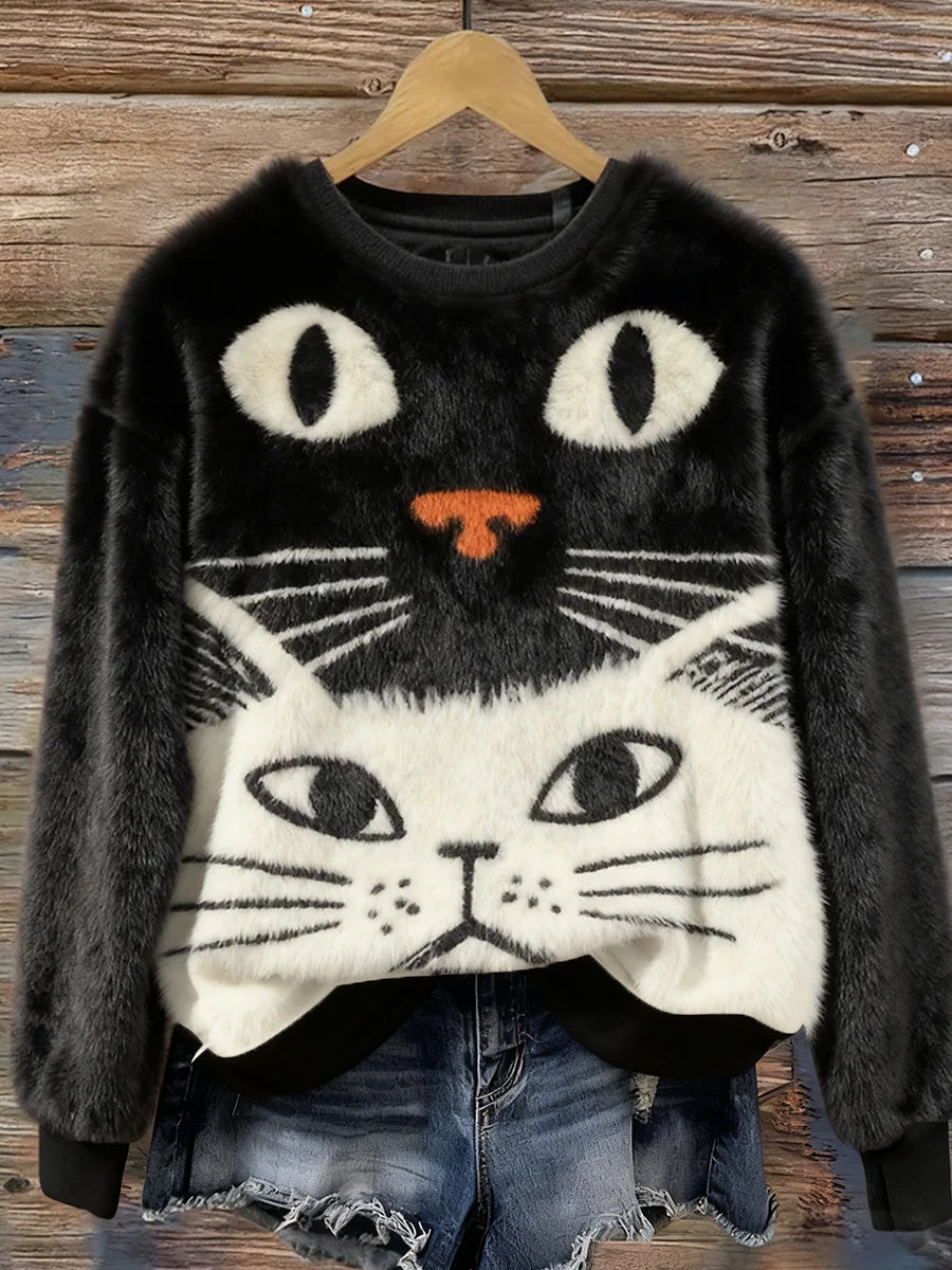 Haut en flanelle de confort décontracté imprimé Art de Noël animal rétro pour femmes