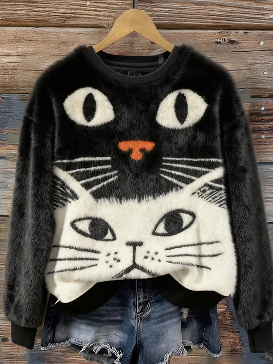 Haut en flanelle de confort décontracté imprimé Art de Noël animal rétro pour femmes