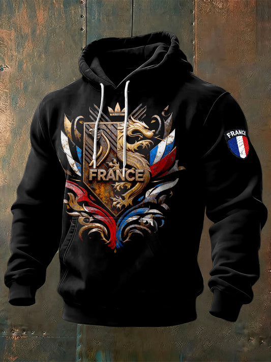 Sweat à capuche décontracté à imprimé français pour hommes
