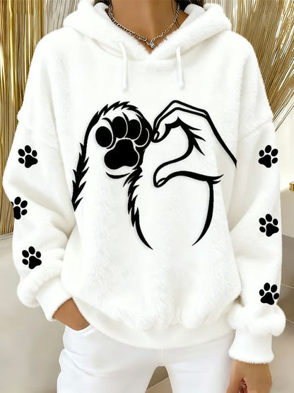 Sweat à capuche en flanelle imprimé animal amusant pour femmes