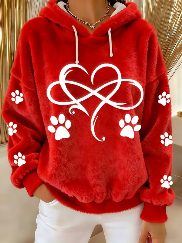 Sweat à capuche en flanelle imprimé animal amusant pour femmes