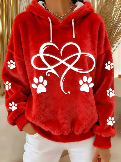 Sweat à capuche en flanelle imprimé animal amusant pour femmes