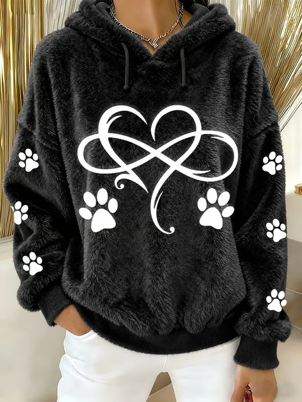 Sweat à capuche en flanelle imprimé animal amusant pour femmes