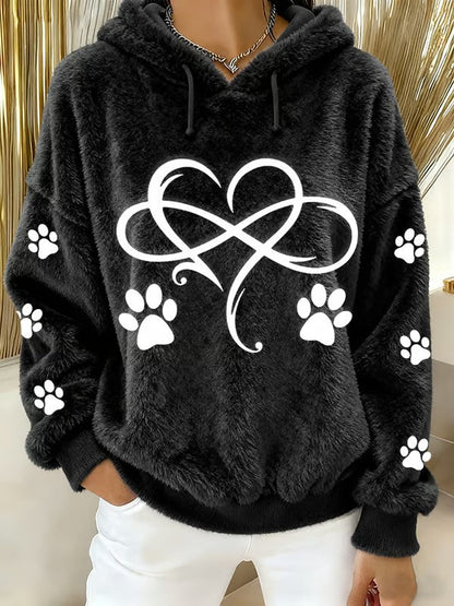 Sweat à capuche en flanelle imprimé animal amusant pour femmes