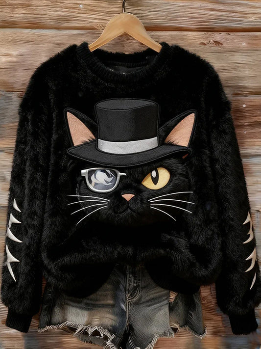 Top en flanelle décontracté à imprimé animal rétro pour femmes