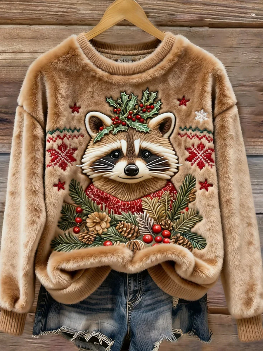 Top en flanelle décontracté à imprimé animal rétro pour femmes