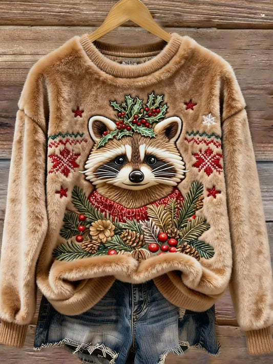 Top en flanelle décontracté à imprimé animal rétro pour femmes