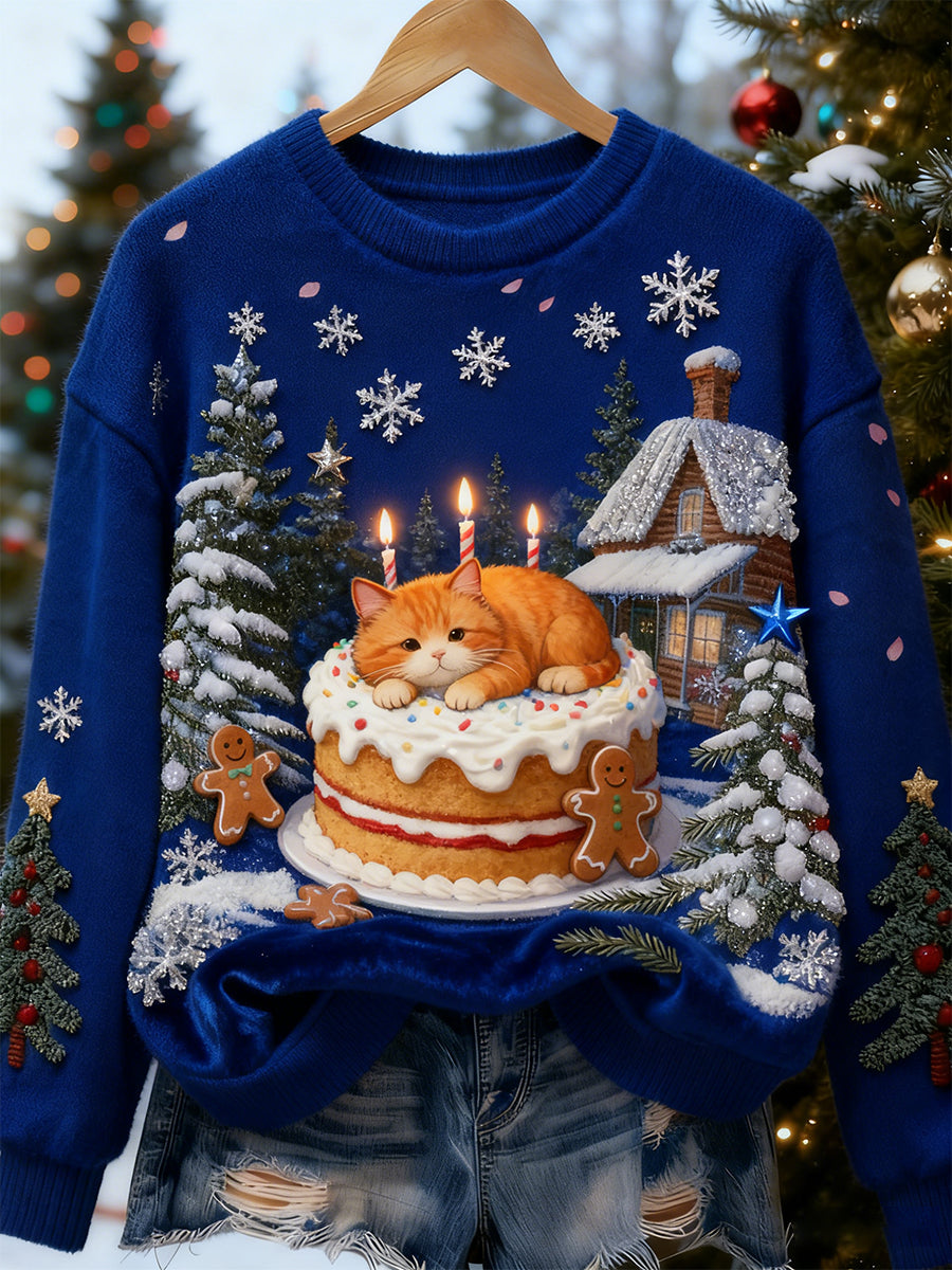 Top Décontracté en Flanelle Imprimé Art de Noël Animal Rétro Femme